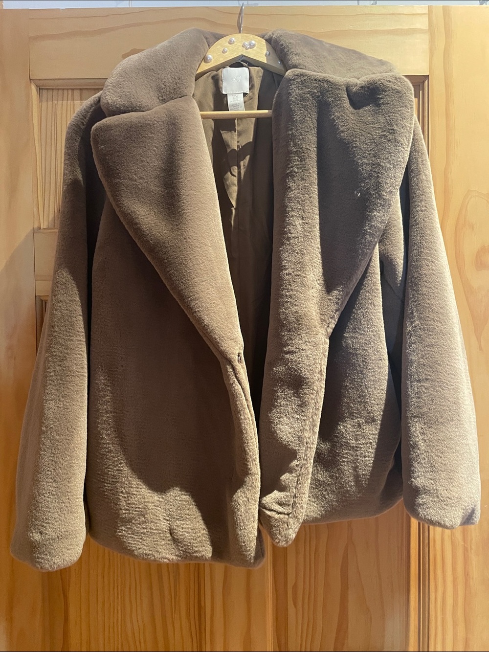 H&M Chocolate Brown Faux Fur Jacket